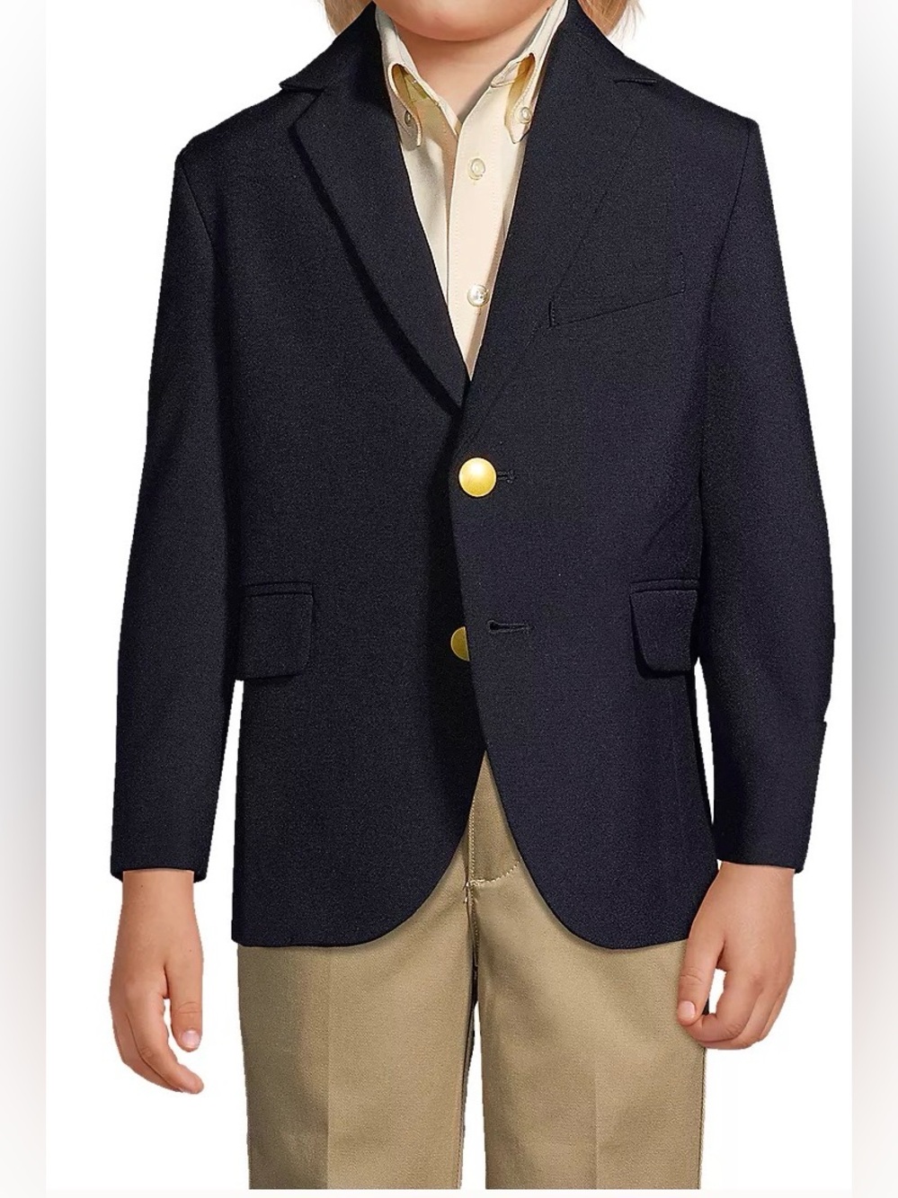 Lands End Boys Navy Blue Blazer with Gold Buttons 
Size 8